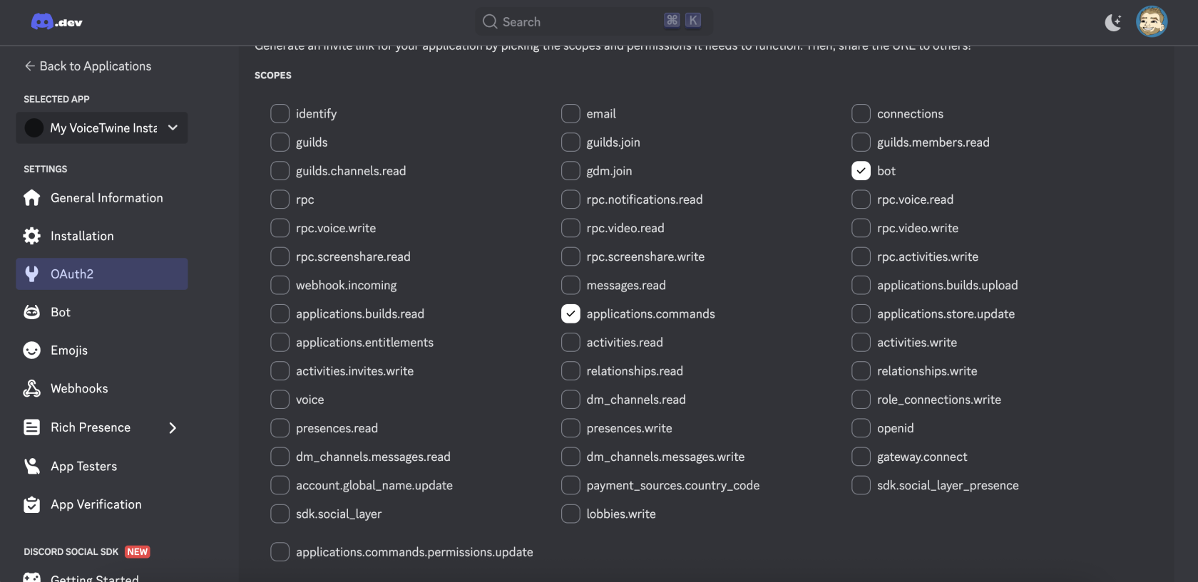 OAuth2 Scopes in Discord