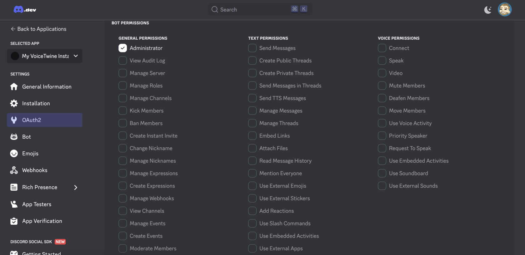 Bot Permissions in Discord